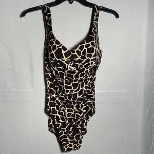 MiracleSuit Size 14 Giraffe Animal Print One Piece Swimsuit Tummy Control